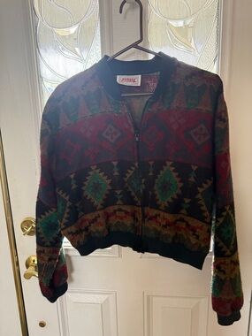 Bakers Multicolor Aztec Zip-Front Sweater Jacket